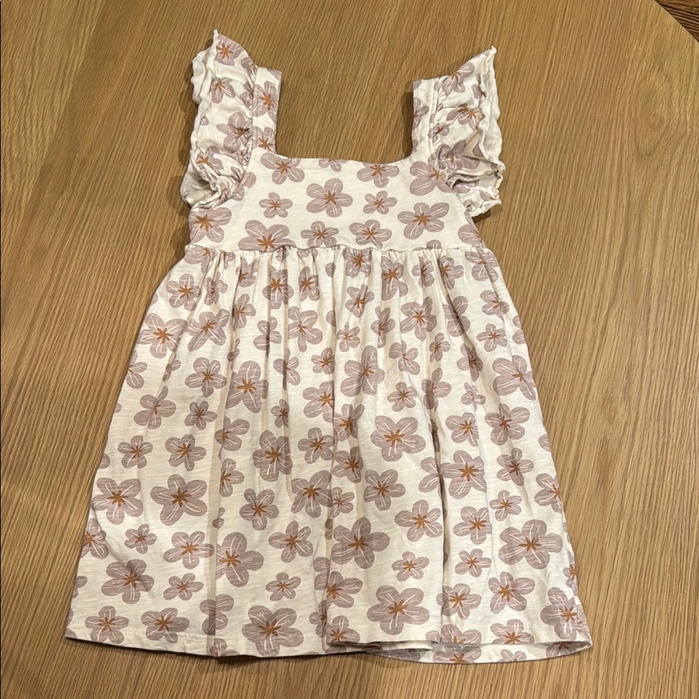 Rylee and cru Floral Kids Dress in Cream and lavender flowers